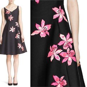 Kate Spade Black Tiger Lily Applique Fit & Flare Dress | Size 2, NWOT